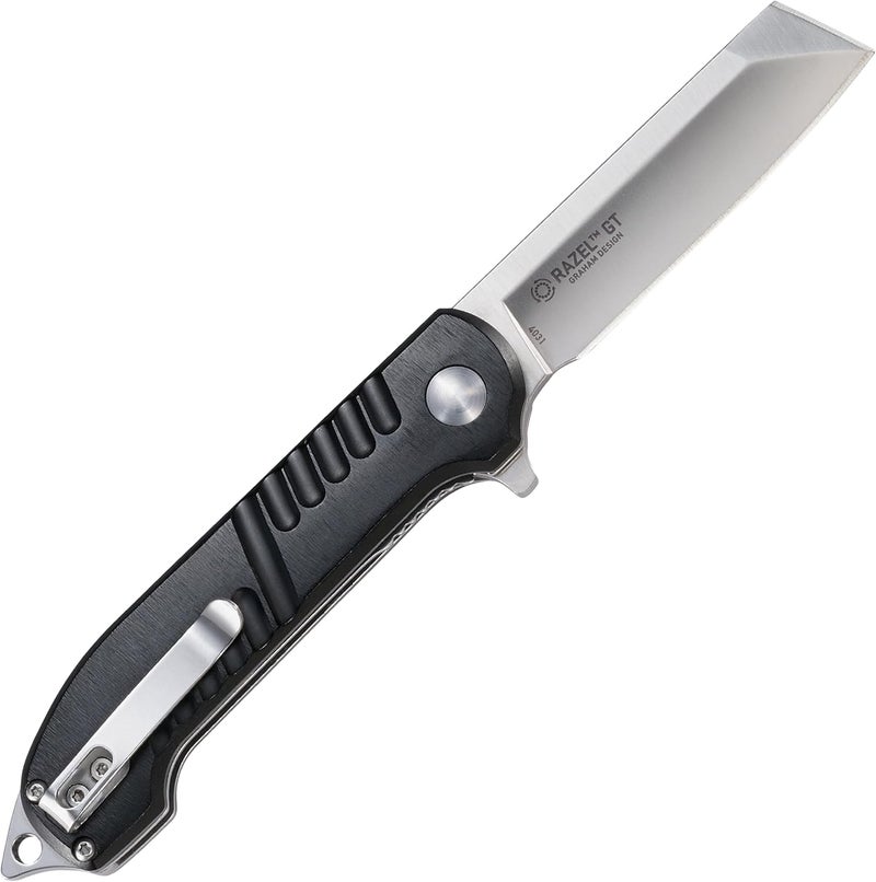 CRKT Razel GT Assisted Folding Knife with Liner Lock: Stainless Steel Plain Edge Blade, Aluminum Handle, Pocket Clip, 4031 - Image 3